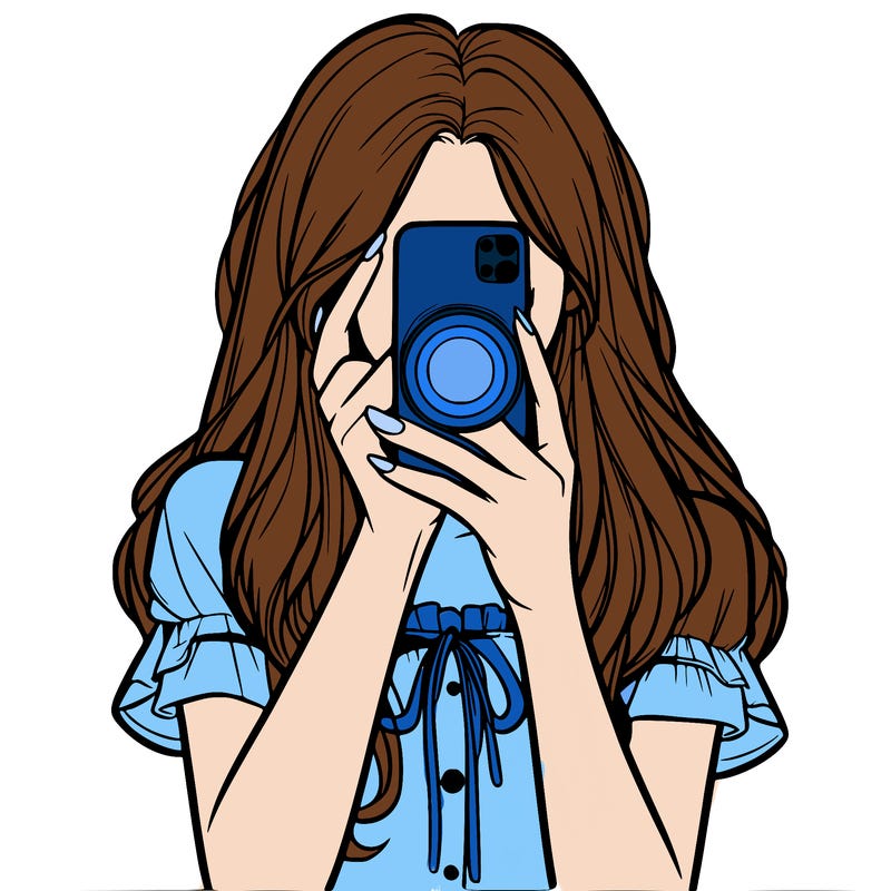 a realistic girl holding her phone taking pictures