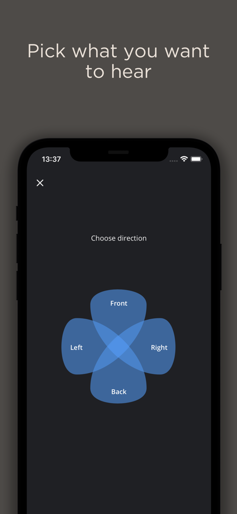WIDEX MOMENT app directional hearing focus selector