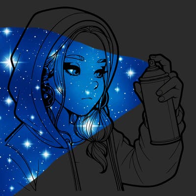 a realistic girl, spray painting