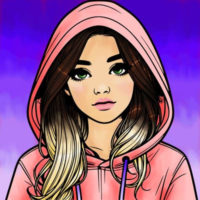 realistic girl with a hoodie
