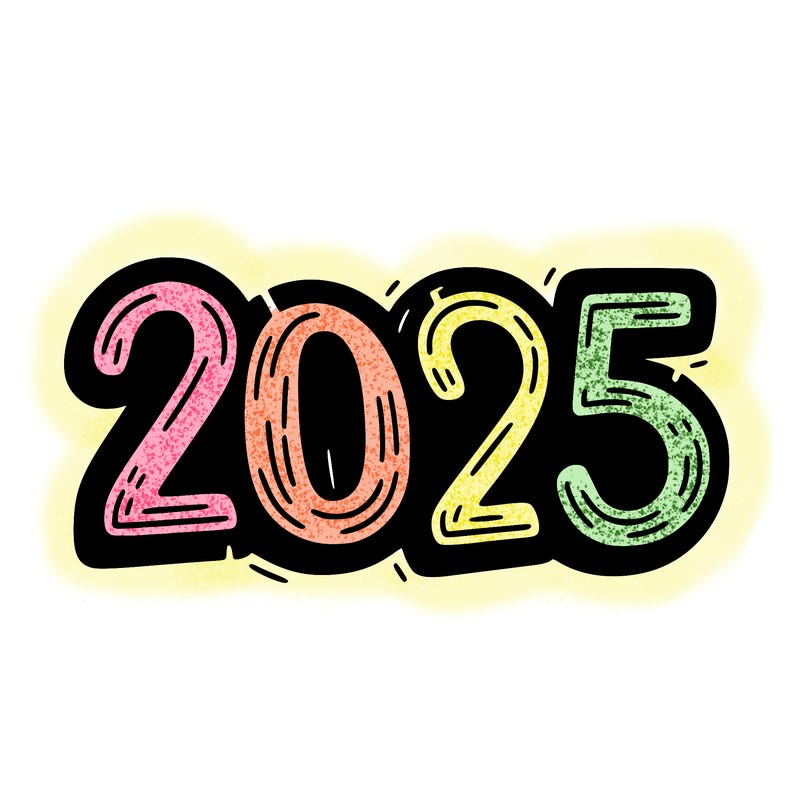 one line scrawled numbers sketch design “2025”