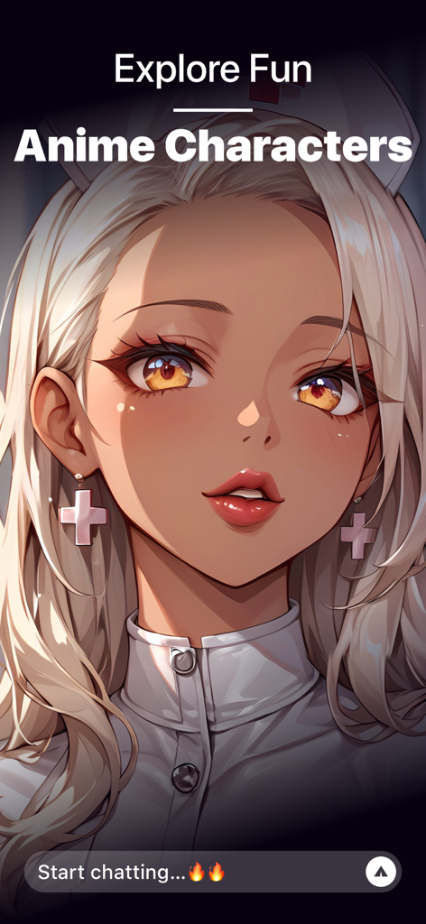 MeMe AI: Anime Chat Story - Interface of MeMe AI app featuring a blonde anime character and a prompt to start chatting