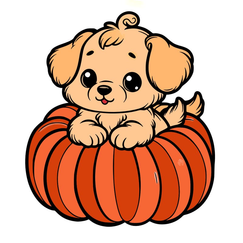 cute little puppy in a pumpkin
