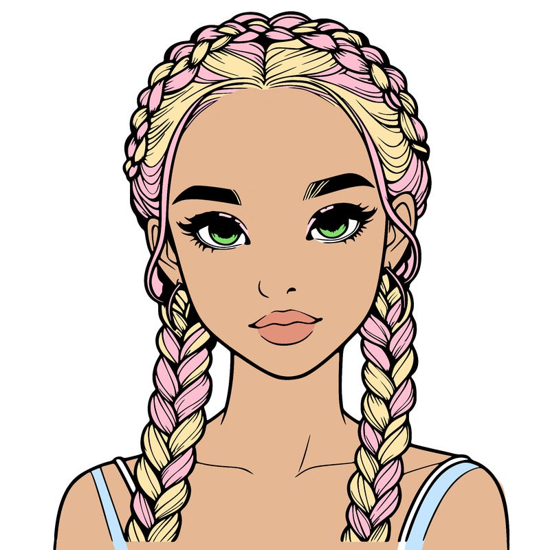 realistic girl with braids