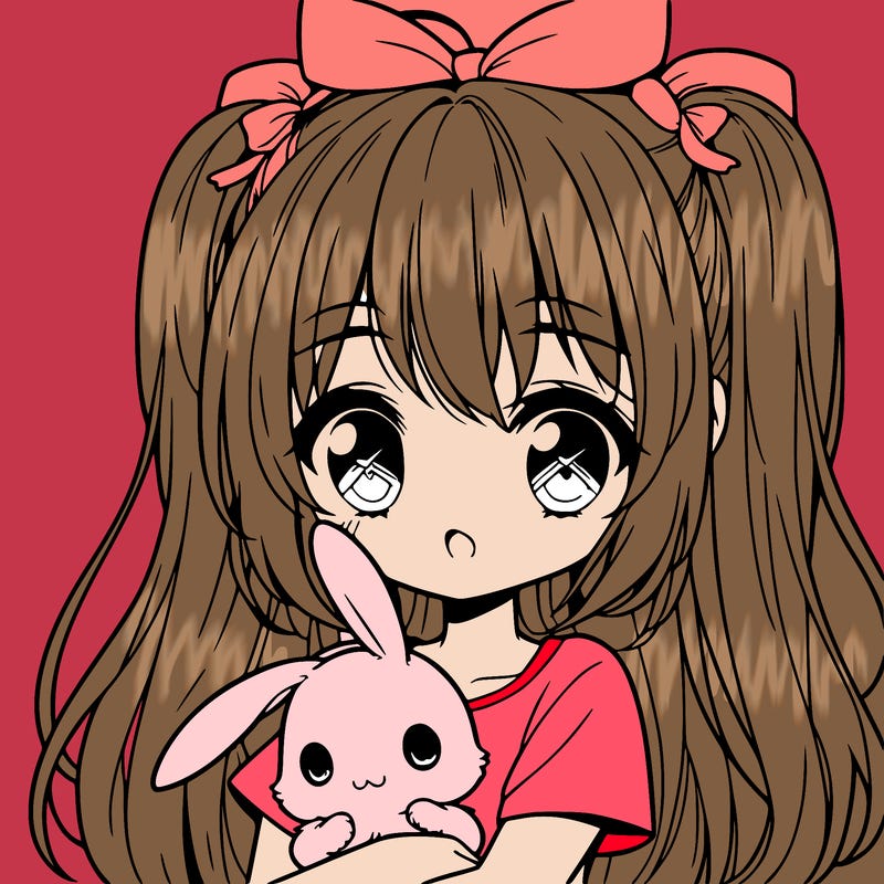cute manga girl holding a bunny