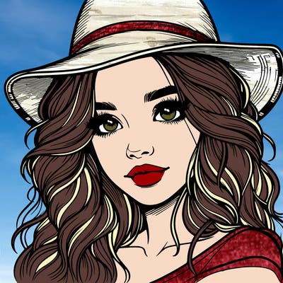 realistic girl with hat