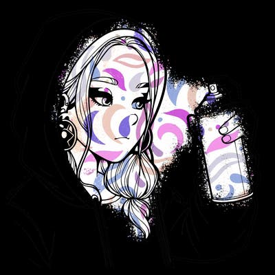 a realistic girl, spray painting