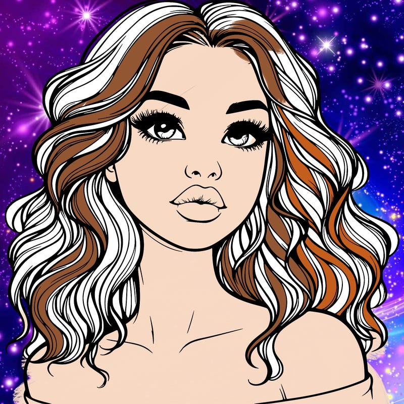 realistic girl with wavy hair and lips