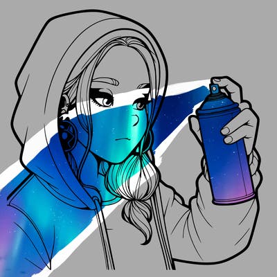 a realistic girl, spray painting