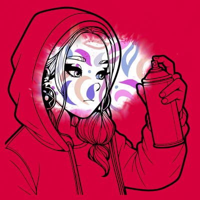 a realistic girl, spray painting