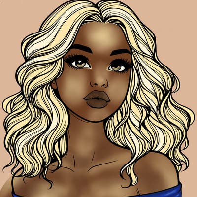 realistic girl with wavy hair and lips