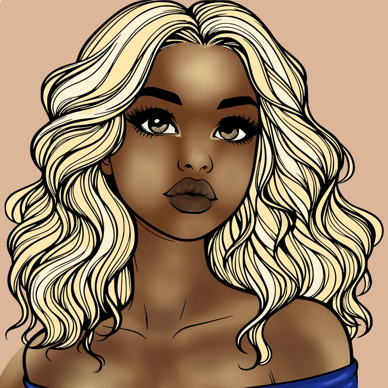 realistic girl with wavy hair and lips