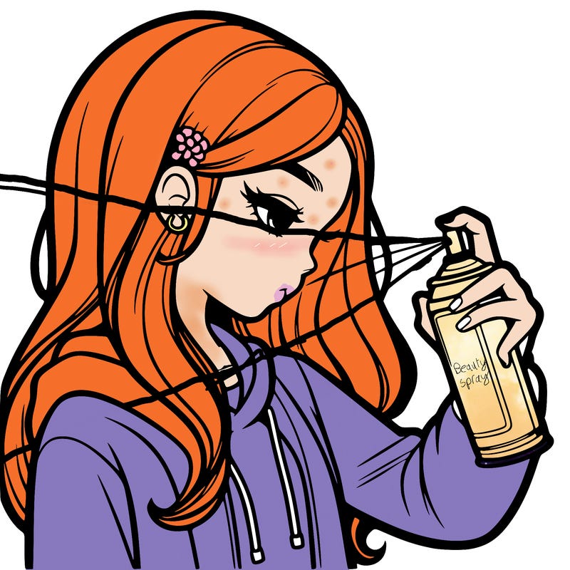 a realistic girl spray painting