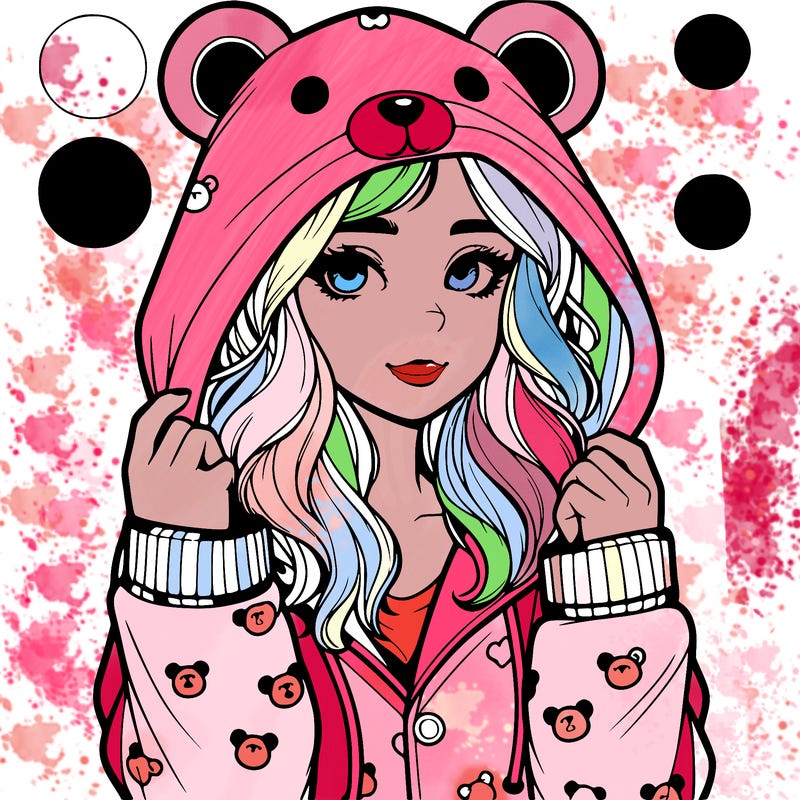 realistic girl in a animal pjs hoodie