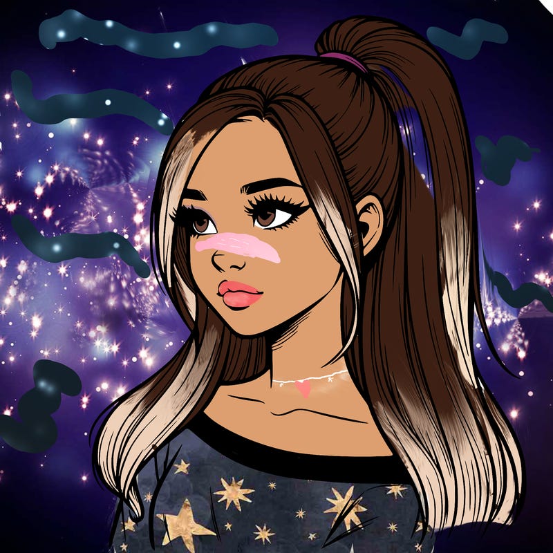 realistic girl with a high ponytail