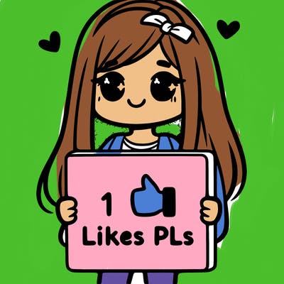 girl holding a sign saying 10 likes pls