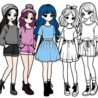 a group of five girls