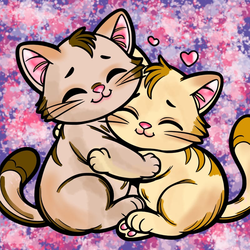 cats, hugging