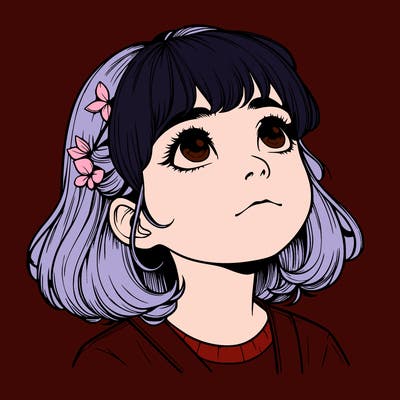 realistic girl looking up