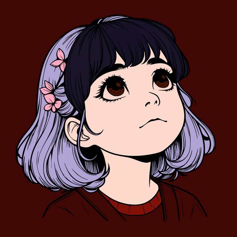 realistic girl looking up