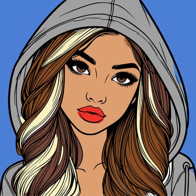 realistic beautiful girl with a hood on