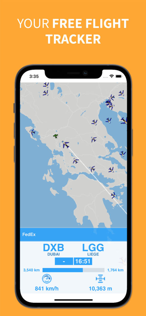 Flight Navigation - Echtzeit-Flugverfolgungs-Kartenoberfläche, die Live-Flugzeugpositionen und spezifische Flugdetails wie Geschwindigkeit und Höhe anzeigt