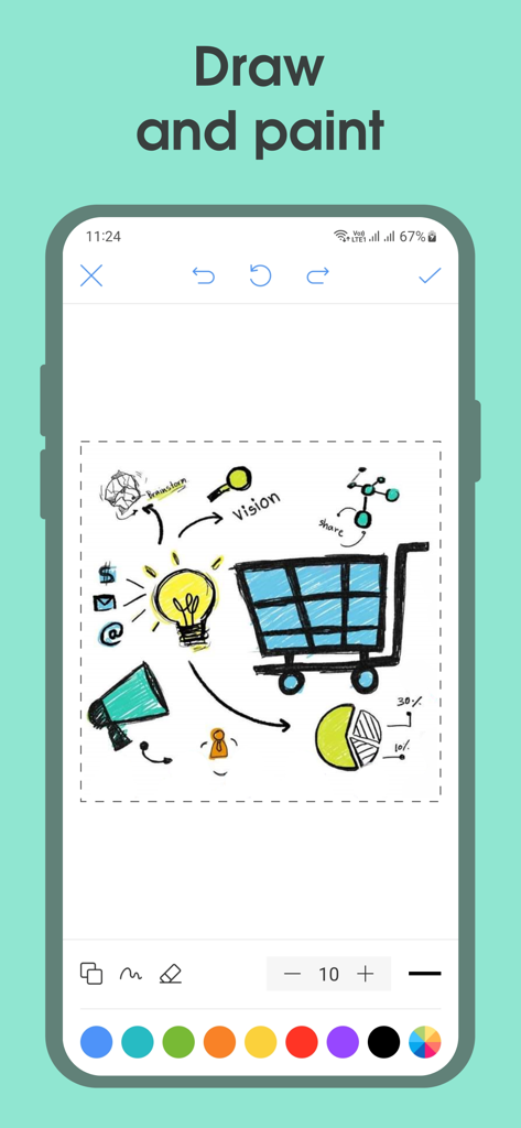 Open Note - Ghi Chú Nhanh - Open Note app drawing and painting interface with a brainstorm sketch