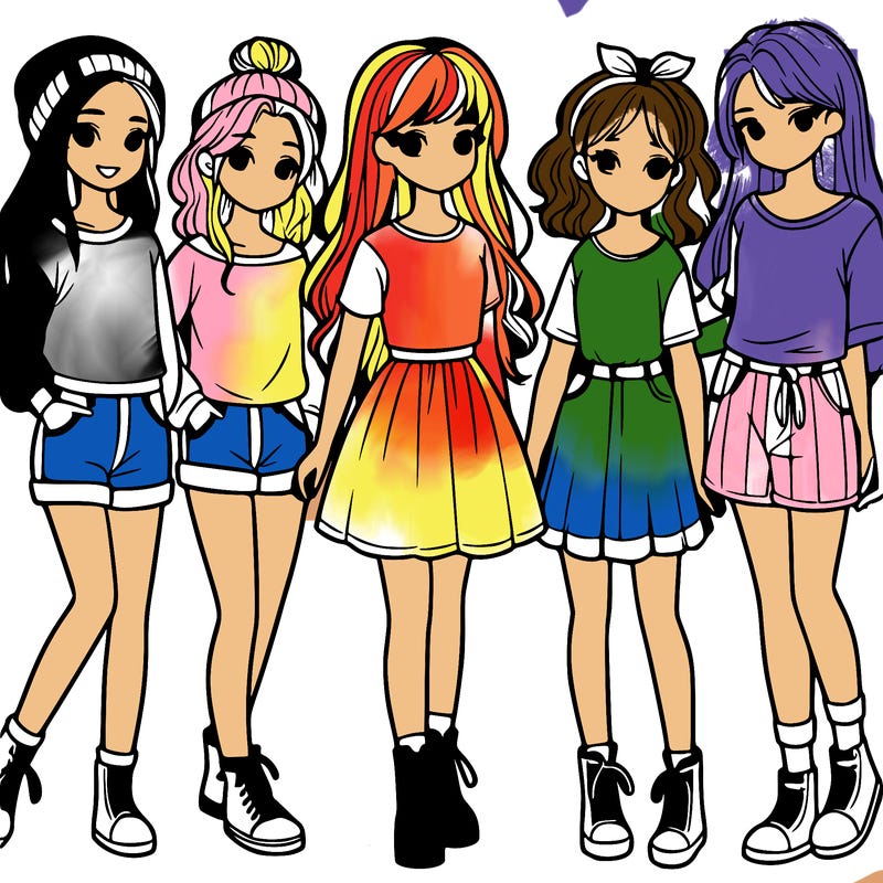 a group of five girls