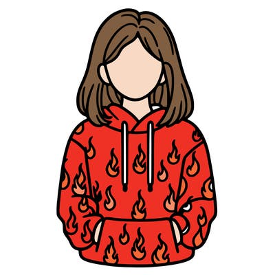 woman with fire hoodie