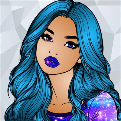 realistic girl with hair on her hair and lips