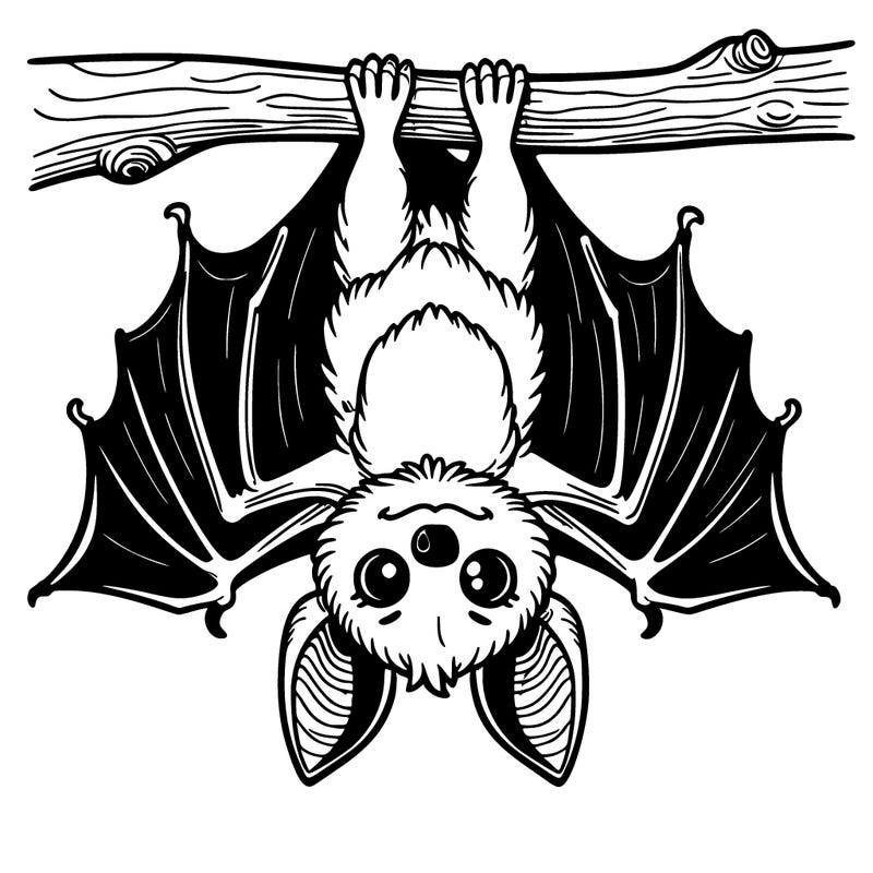 bat hanging upside down
