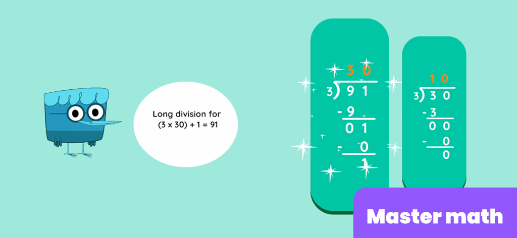 Hospital Games for Kids - Schermata di matematica educativa che mostra la pratica della divisione lunga per bambini