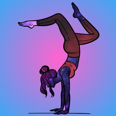 a woman doing a handstand