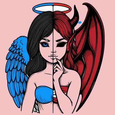 realistic angel half demon