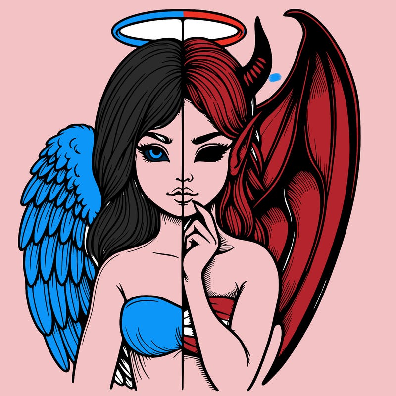 realistic angel half demon