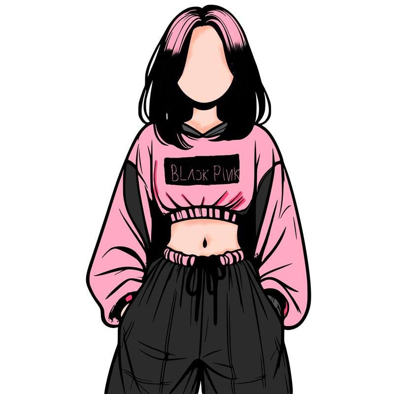 realistic girl faceless with baggy pants and a crop top