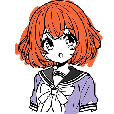 anime girl with short hair and korean school uniform