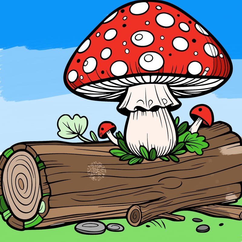 pretty fly agaric on a log