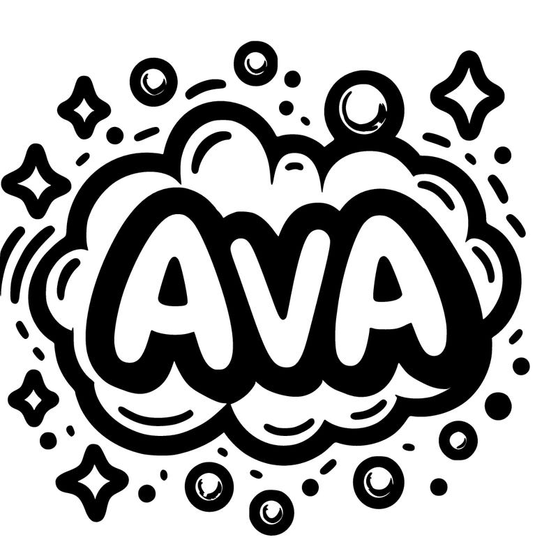 the name ava in bubble letters