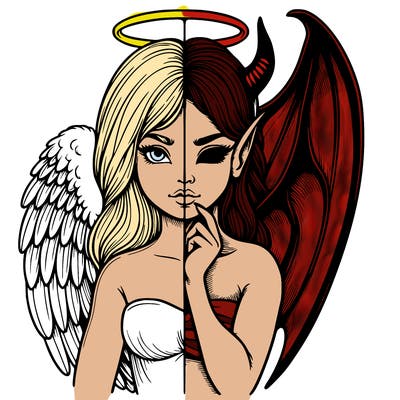 realistic angel half demon