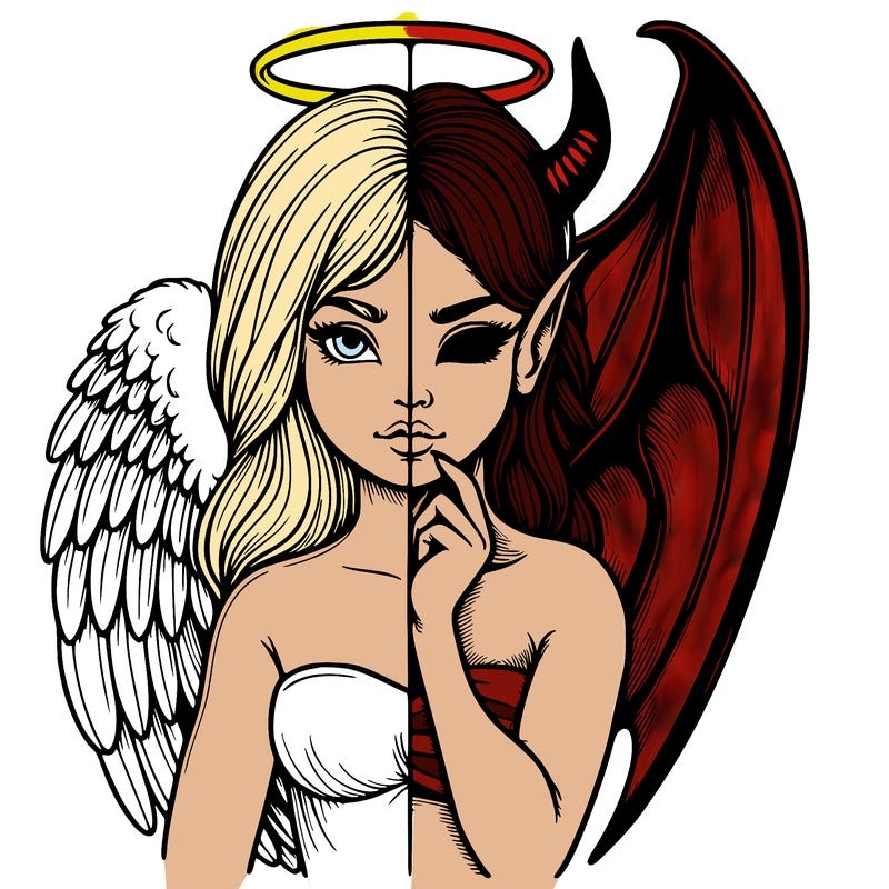 realistic angel half demon