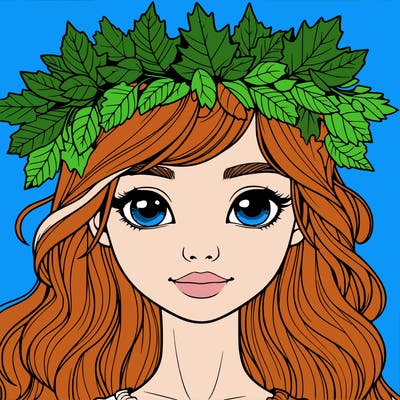 realistic girl with fall leaf crown