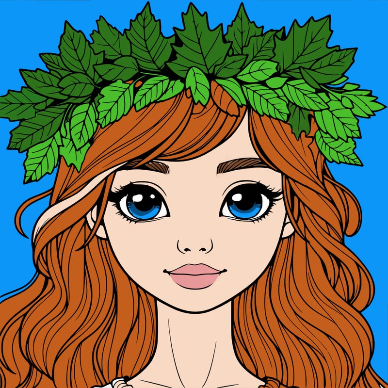 realistic girl with fall leaf crown