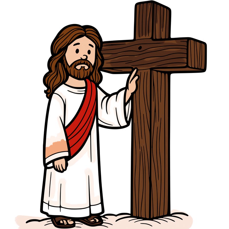 jesus standing beside the cross