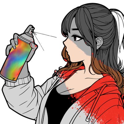 a realistic girl spray, painting