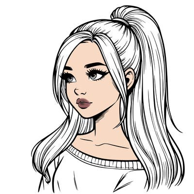 realistic girl with a high ponytail