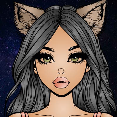 realistic girl with fox ears and realistic lips