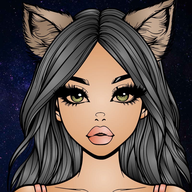 realistic girl with fox ears and realistic lips