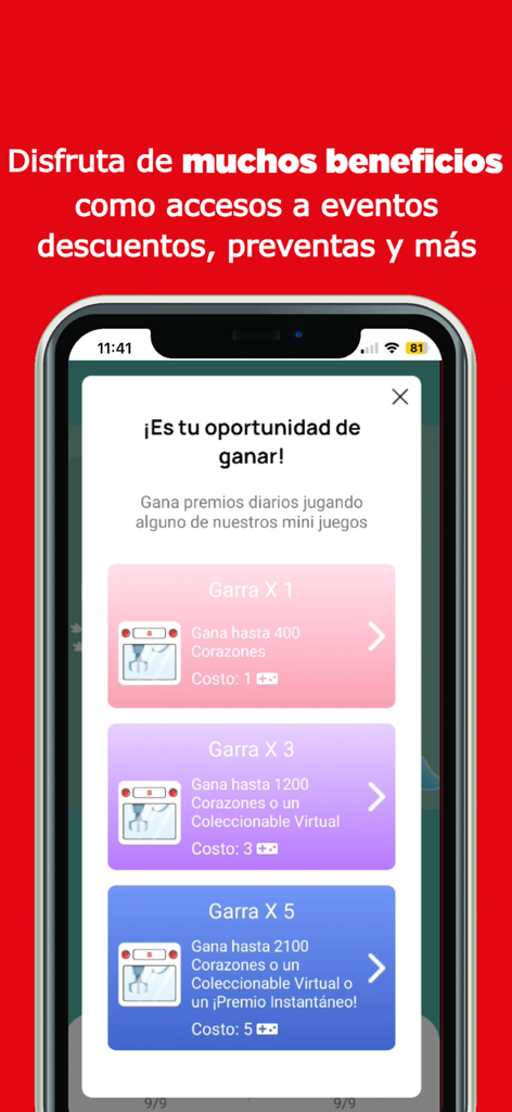 Miniso México - Schermata dell'app Miniso Italia che mostra ricompense fedeltà gamificate e mini-giochi per guadagnare punti