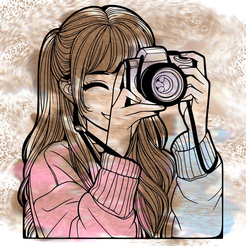 realistic girl taking a picture